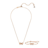 Hyperbola set, Infinity, White, Rose gold-tone plated